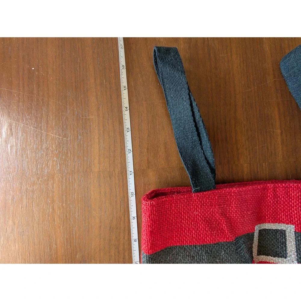 Santa‎ Pants Double Wine Bottle Gift Bag Red Burlap Christmas Holiday Carrier
